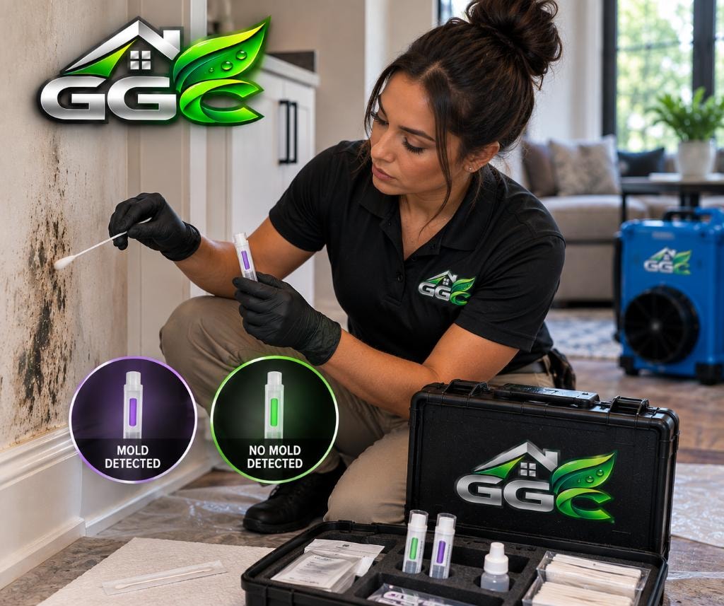 Going Green Contractors technician performing instant swab testing on a wall